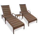 Kit 2 Espreguiçadeiras Catar Com Regulagem E Mesa De Centro Para Piscina, Área Externa Argila