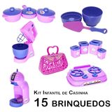 Kit Infantil Casinha Batedeira Panela Forma Cafeteira 15p