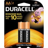 Pilha Alcalina AA - Cartela com 2 Unidades - Duracell DURACELL