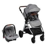 Carrinho Com Bebê Conforto Travel System Romanzo Duo Cinza - Infanti