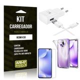 Kit Carregador Redmi K30 Tipo C + Capa Antishock + Película de Vidro - ArmyShield