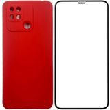 Kit Película 3d Capa Premium Veludo Para Redmi 10a Vermelho