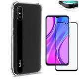 Capinha Anti Quedas Xiaomi Redmi 9i + 2x Películas 3D Vidro Premium