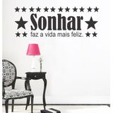 Adesivo Decorativo de Parede Sala e Quarto Frase Sonhar...