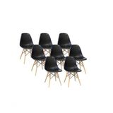 Kit Com 8 Cadeiras Charles Eames Dsw Preta - Base Madeira