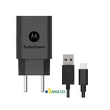 Carregador Compativel Motorola Turbo Power 15w Tipo Usb-c C/ Cabo Preto