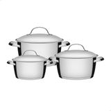 Jogo De Panelas Tramontina Allegra 3 Peças Aço Inox Indução