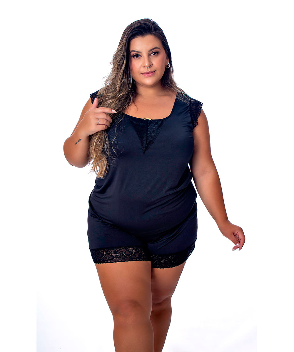 Pijama Imi Lingerie Baby Doll Short Doll Renda Conforto Luxo Plus Size Diva