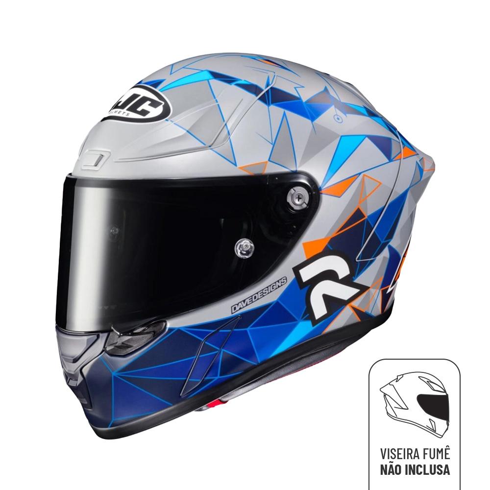 Capacete Hjc Rpha 1 Moto Gp Red Bull Monster Joker Carbono  - 61 - Cinza E Azul