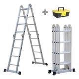 Escada De Aluminio 4x4 16 Degraus 4,7mts + Handy Box