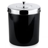 Lixeira 5 Litros Banheiro Cozinha Preto Tampa Aço Inox Forma