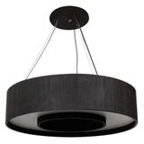 Lustre Pendente Madeira Redondo Anel 60 Cm Cor:preto