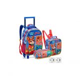 Kit Mochila Rodinhas Dog Heroes Azul