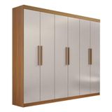 Guarda Roupa Casal 6 Portas 4 Gavetas 100% Mdf Leblon D&#39;doro Cor: Cinamomo Off