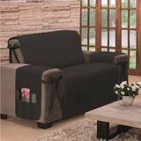 Protetor De Sofá Dupla Face Premium 2 Lugares - Preto-cáqui