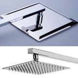 Chuveiro Inox Quadrado Ducha Slim Braço Suporte 20cm Cromada