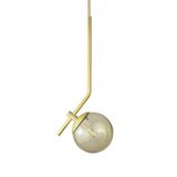 Lustre Pendente On Ly - Dourado Com Globo De Vidro Âmbar