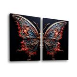 Dupla De Quadros Borboleta Azul Vermelha -- Br Artes