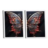 Dupla De Quadros Borboleta Azul Vermelha -- Br Artes