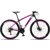 Bicicleta Aro 29 Dropp Race 24 Vel Câmbio Traseiro Freio A Disco Bike Mtb Alumínio Preto+rosa