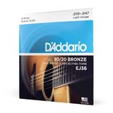 Encordoamento Violão Aço 12c 10-47 D Addario 80-20 Bronze [f035]