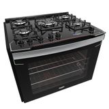 Fogão De Embutir 5 Bocas Preto Com Mesa De Vidro E Timer Digital Dako Diplomata Grill Bivolt