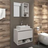 Gabinete De Banheiro Com Cuba E Espelheira 60cm Multimóveis Cr10096 Branco Branco