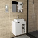 Gabinete De Banheiro Com Cuba E Espelheira 60cm Multimóveis Cr10095 Branco Branco