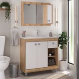 Gabinete Banheiro Com Cuba 80cm Castanho Argel/branco
