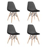 Conjunto Com 4 Cadeiras Eames Maglia Pp Preto