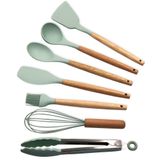 Conjunto De Utensilios Silicone 8 Peças - Verde Claro