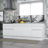 Kit 2 Balcões Gabinete Pia 150cm E Cooktop 70cm Branco