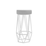 Banqueta Com Encosto Mhara Hexágono Cozinha Bar Ferro Branco Corino Branco - Amey Decor