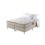 Cama Box Queen + Colchão Espuma D70-d28 2 Pillow Top Orleans Bege
