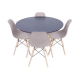 Conjunto Mesa Eames Preta 110cm E 4 Cadeiras Eames Pp Fendi