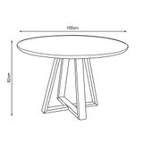 Mesa Jantar 100cm Tampo Mdf-vidro Redonda 4 Cadeiras Pés Madeira Maciça Preto