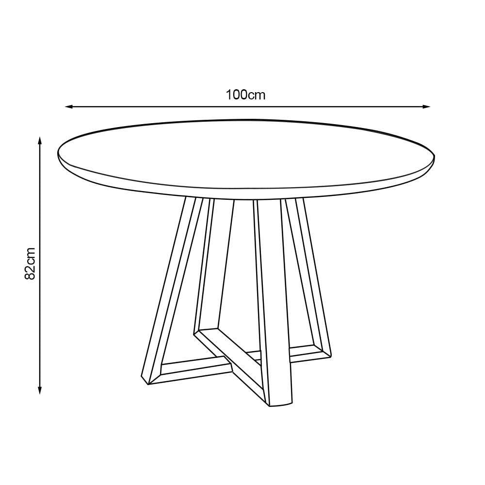 Mesa Jantar 100cm Tampo Mdf-vidro Redonda 4 Cadeiras Pés Madeira Maciça Preto