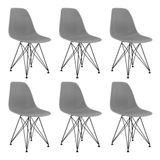 Conjunto 6 Cadeiras Eames Pp Cinza Eiffel Base Preta