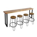 Bancada Gourmet 220cm Com 4 Banquetas Industriais Guatemala Base Preta Preto