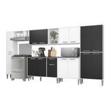 Cozinha Compacta Com Armário E Balcão Xangai Blues Multimóveis Branca/preta Branco/preto
