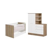 Quarto Infantil Guarda Roupa Com Comoda E Berço Mini Cama Americano - Fdecor