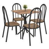 Conjunto De Mesa Com 4 Cadeiras Thais Preto Fosco Rattan Tampo Bp Nature