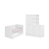 Quarto Infantil Guarda Roupa Com Comoda E Berço Mini Cama Americano - Fdecor