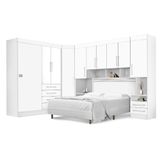 Dormitório Completo P/ Cama Box 1,58m Queen Branco Rosa