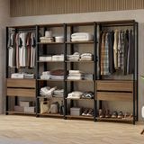 Guarda-roupa Closet Modulado Valencia 4 Gavetas 258cm Rustic/preto Madesa 02 Rustic/preto