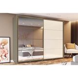 Guarda Roupa Casal 2 Portas De Correr E 6 Gavetas C/ Espelho Cavic Duna/off White - Henn