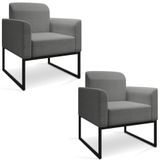 Kit 2 Poltronas Decorativas Industrial Preta A26 Grafite
