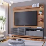Estante Home Sala De Estar 200cm Navagio Led Freijó/cinza G73 - Gran Belo