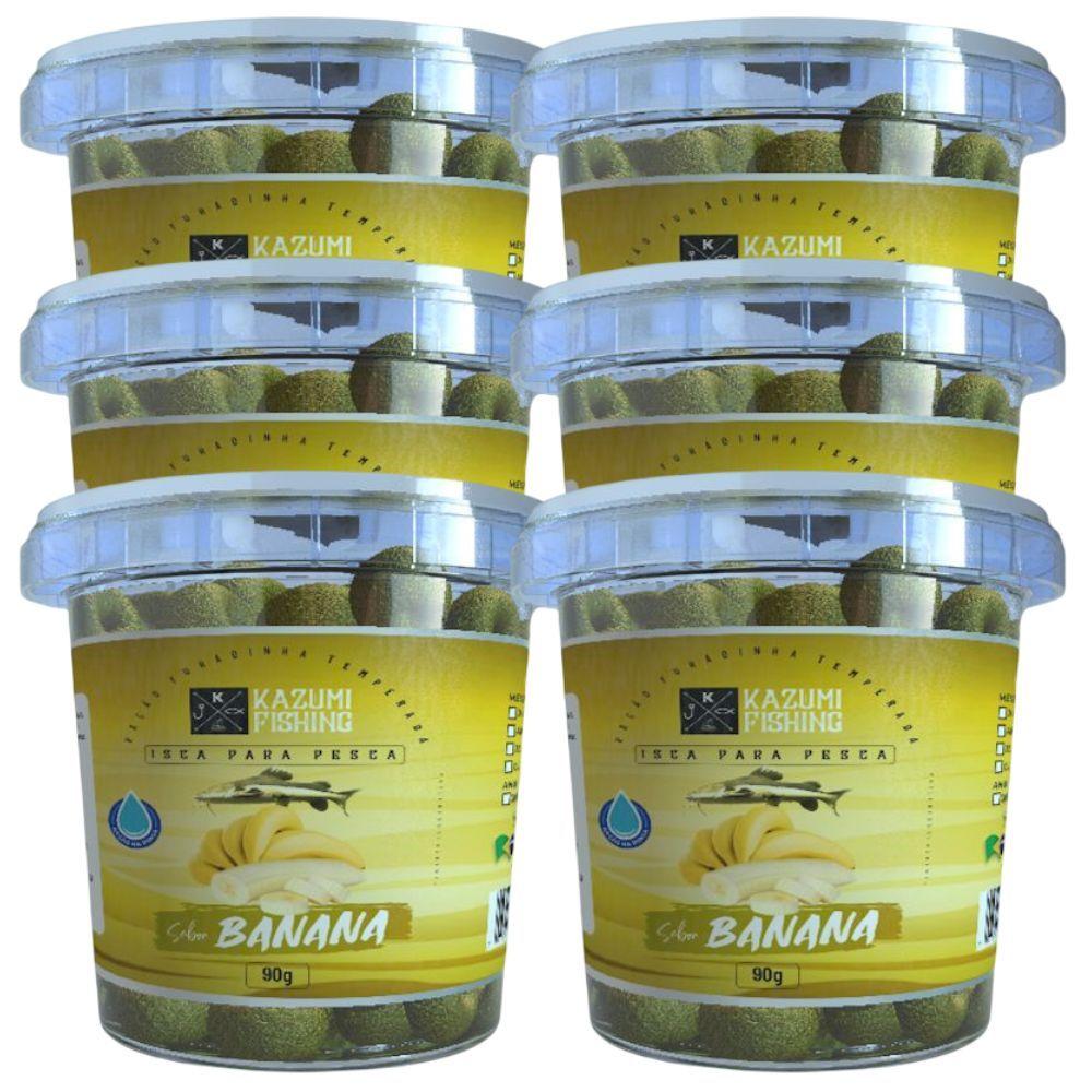 Kit 6 Ração Furadinha 90gr Pesca Essência Banana