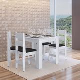 Mesa Com 4 Cadeiras Sala De Jantar Em Mdf Branco